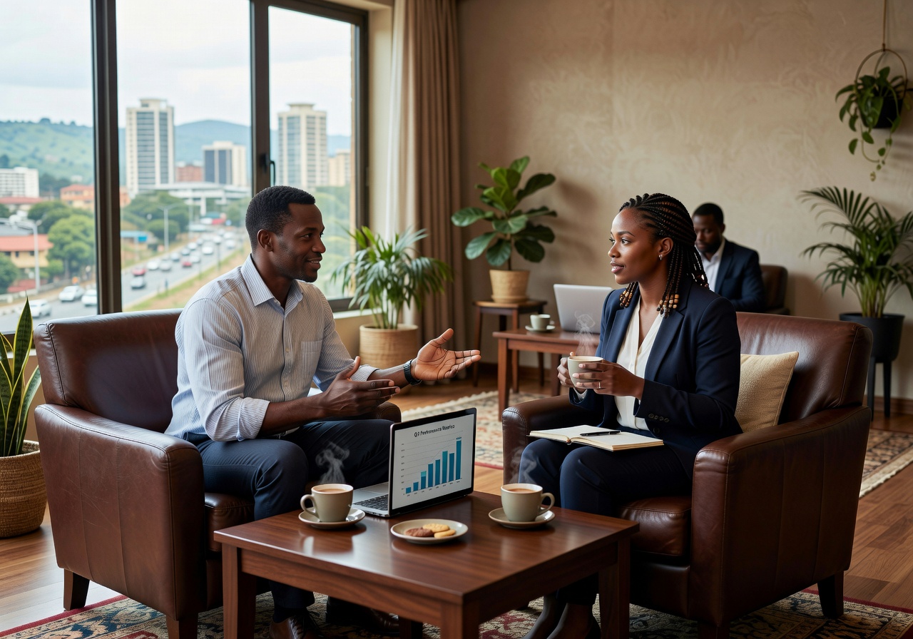 Coffee discussion meeting in Kampala Uganda office